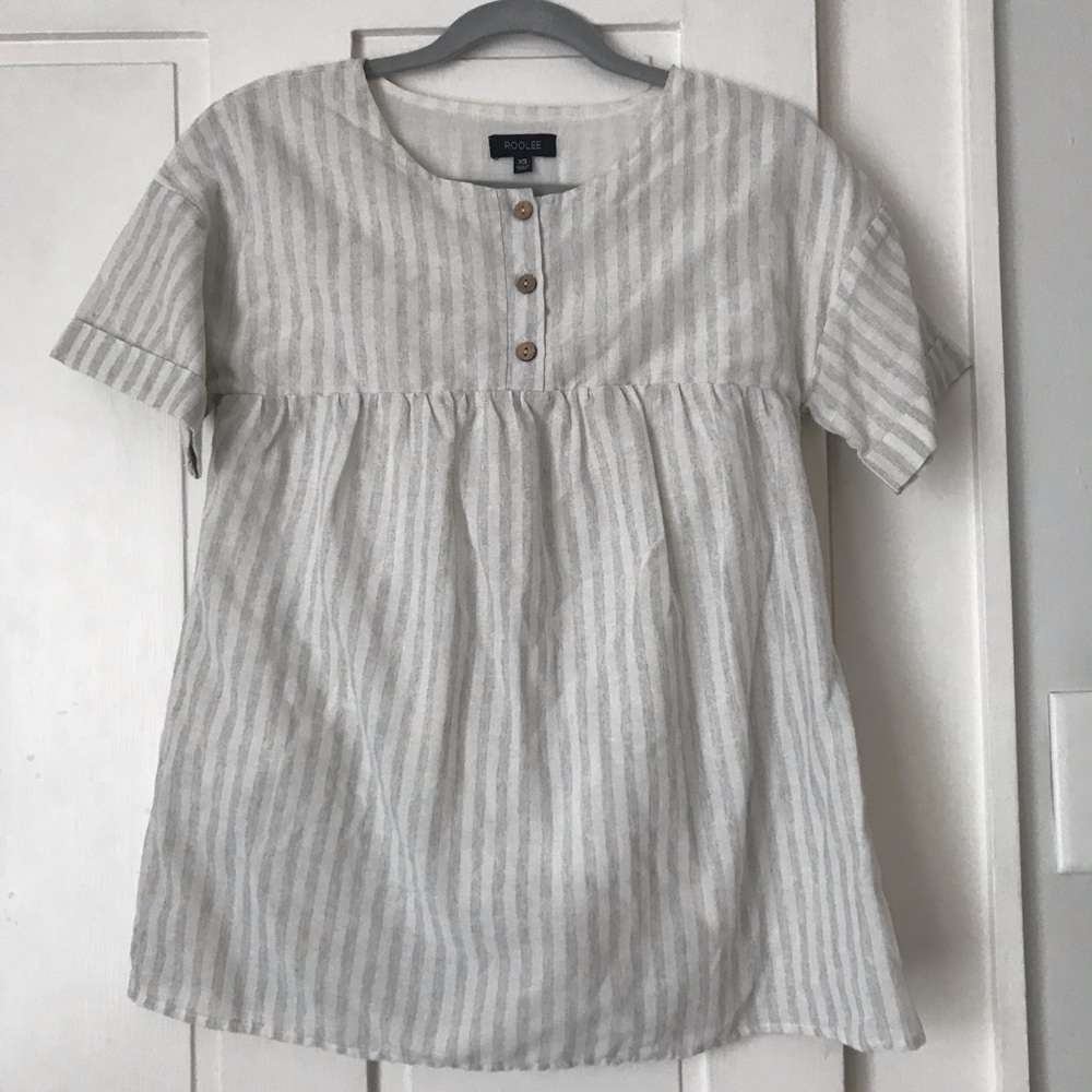 Roolee Womens XS Johanna Striped Babydoll Shirt